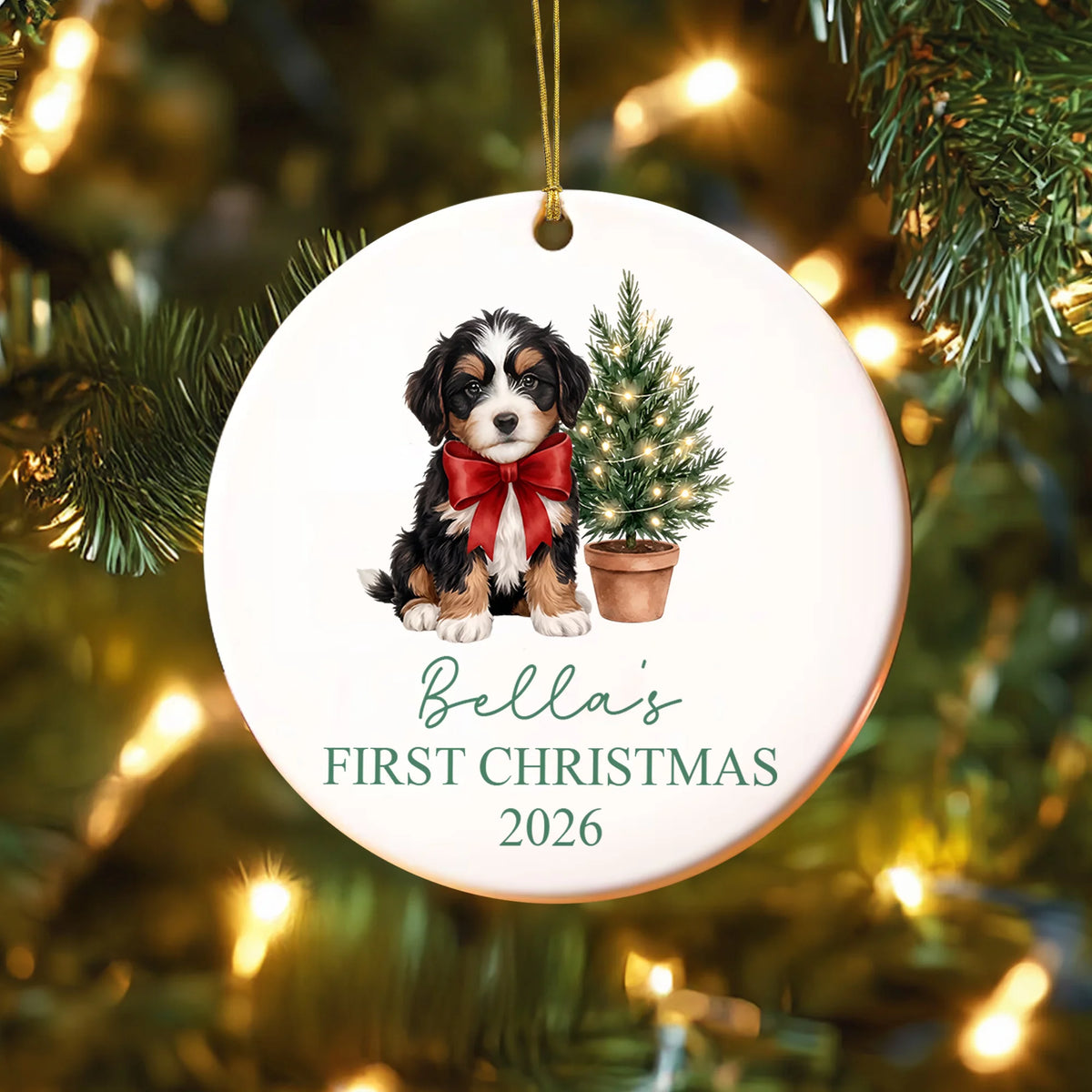 Custom First Year Bernedoodle Christmas Ornament Dog Mom Keepsake