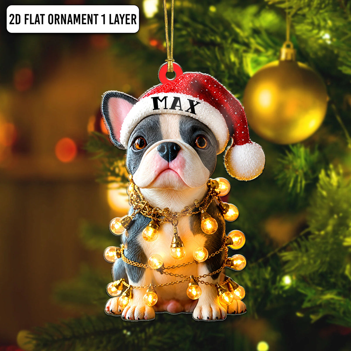 Custom Boston Terrier Christmas Flat Ornament Dog First Christmas Keepsake