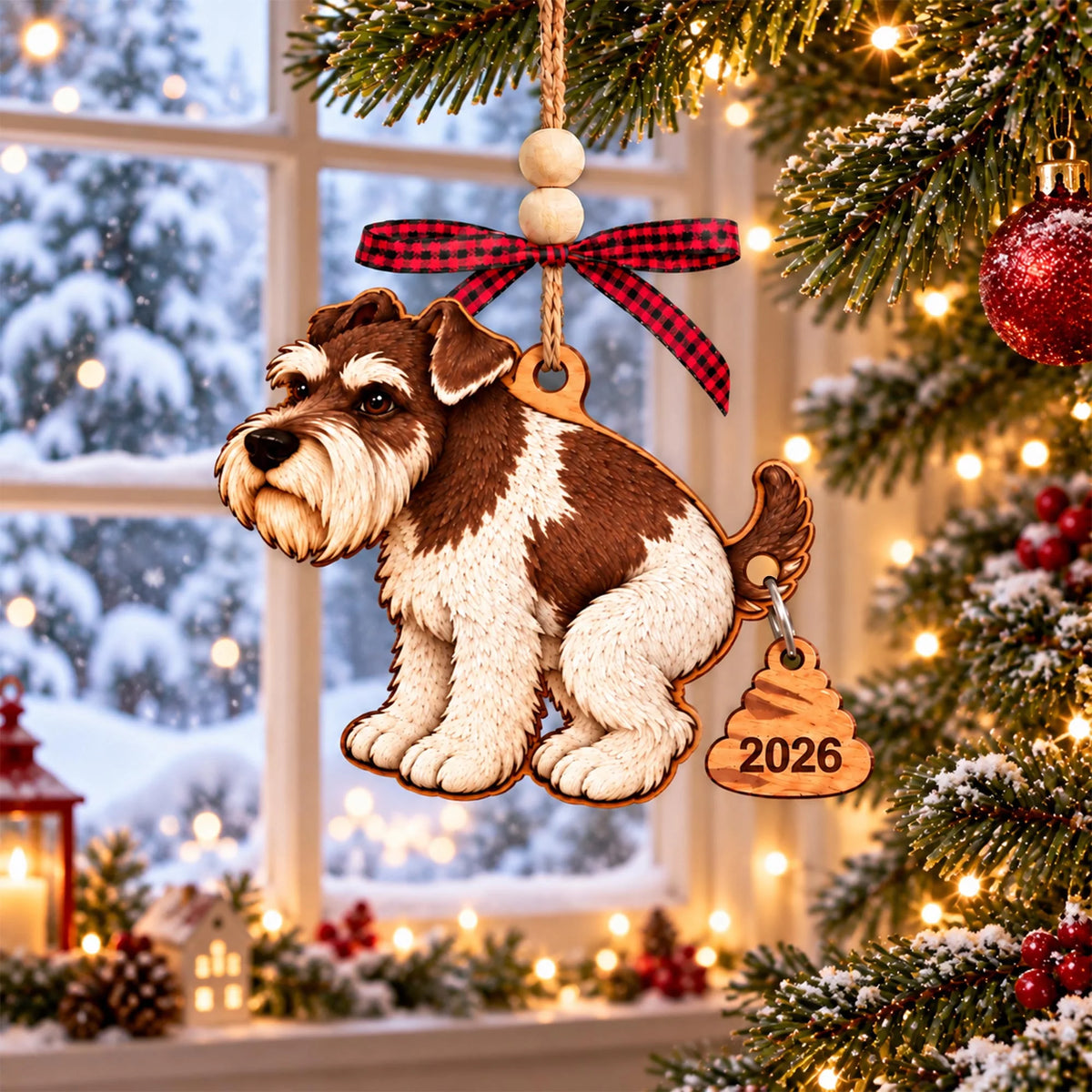 Miniature Schnauzer Pooping Dog Christmas Ornament for 2026