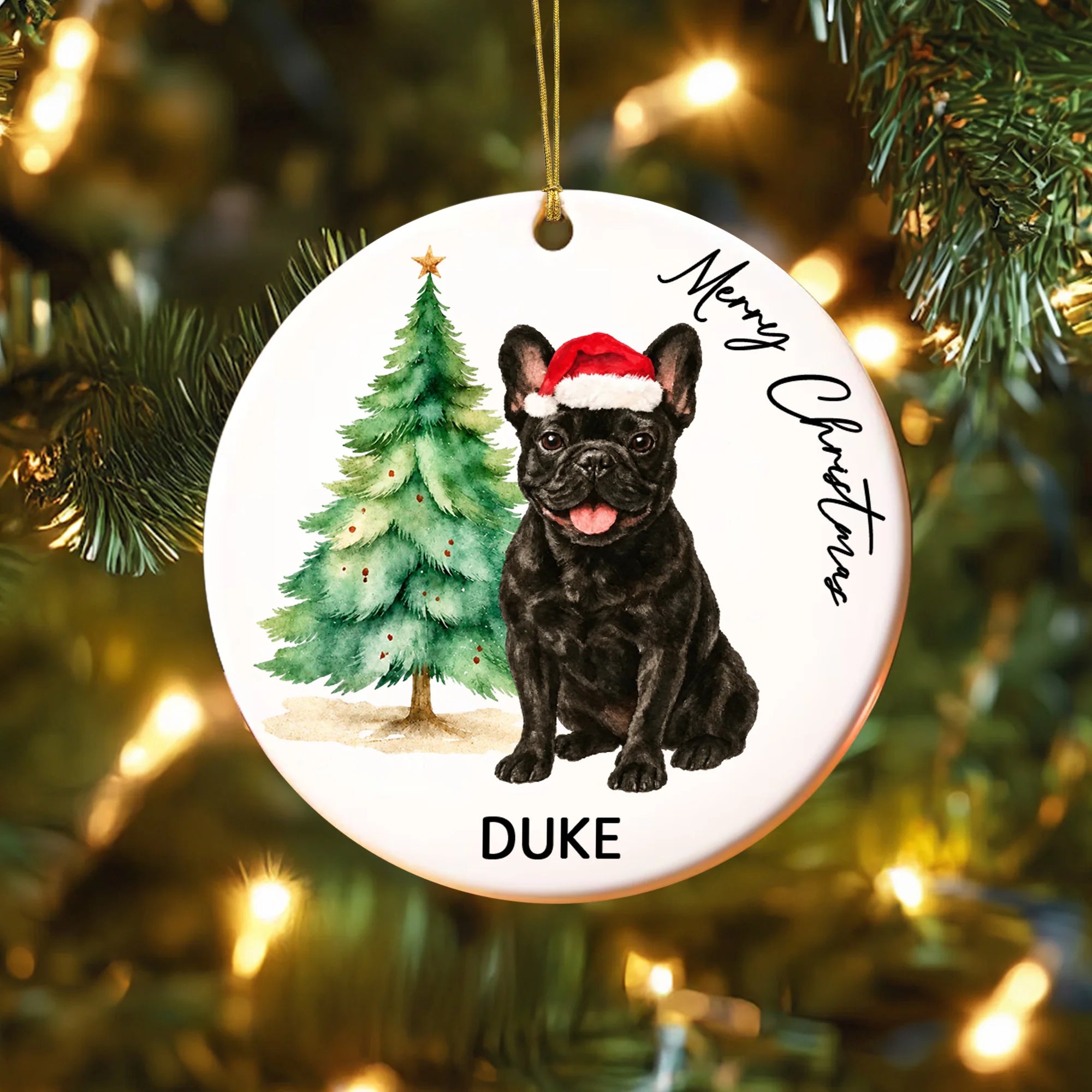 French Bulldog Christmas Bauble: Personalised Pet Dog Ornament