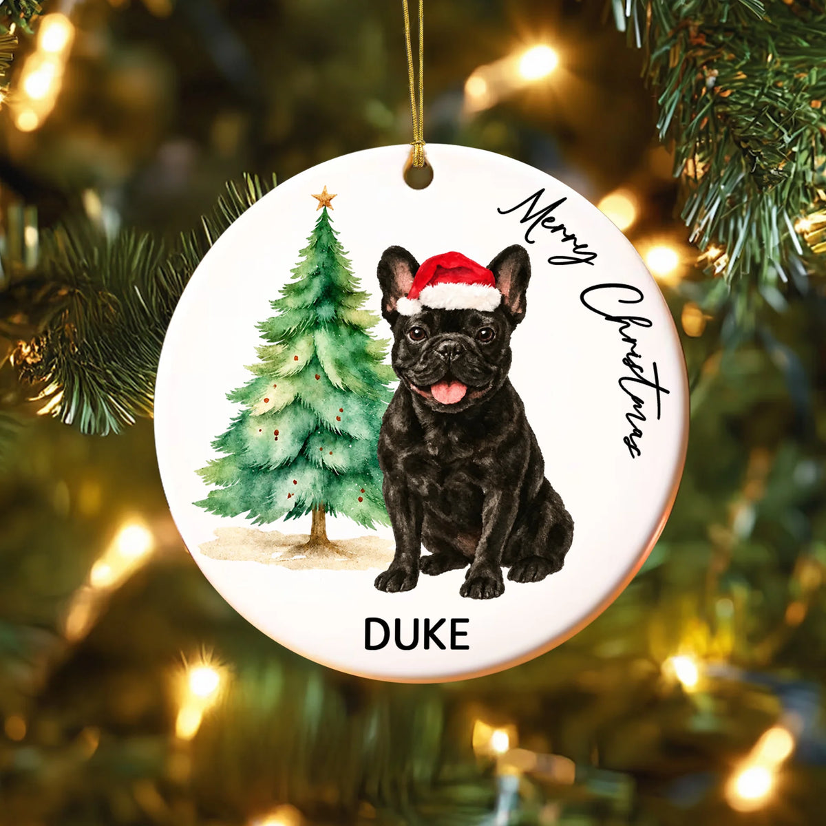 French Bulldog Christmas Bauble: Personalised Pet Dog Ornament