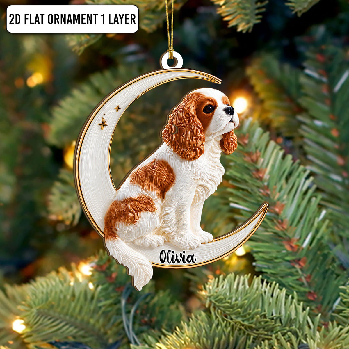 Cavalier King Spaniel Moon Ornament Pet Lover Keepsake Gift