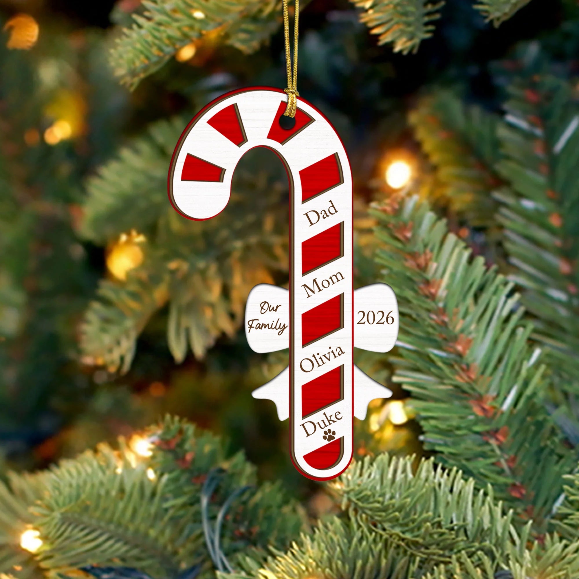 Family Christmas Ornament, 2026 Personalized Holiday Ornament for Families