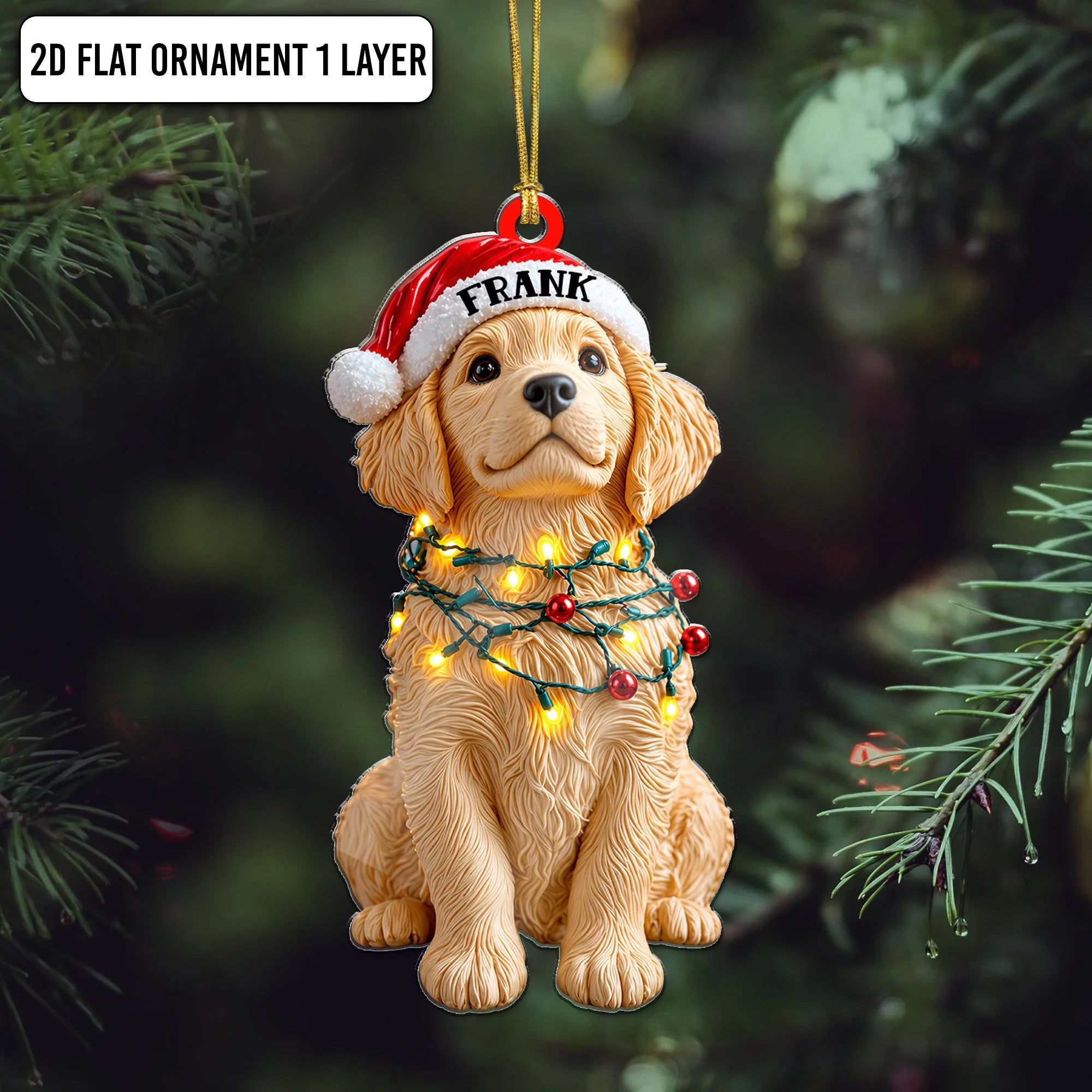 Golden Retriever Flat Ornament, Christmas Dog Lover Gift Keepsake