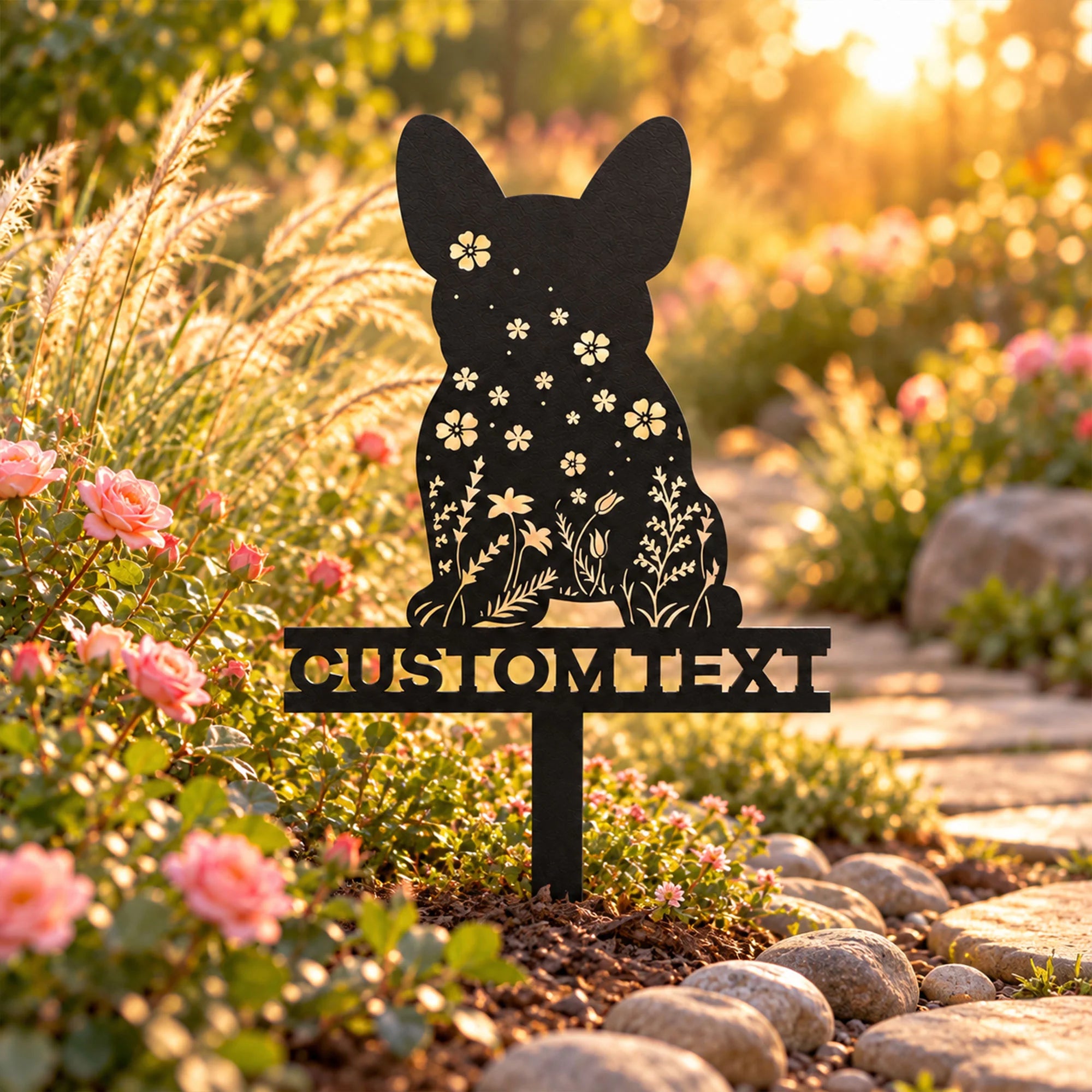 Personalized French Bulldog Memorial Stake, Pet Grave Marker Sympathy Gift