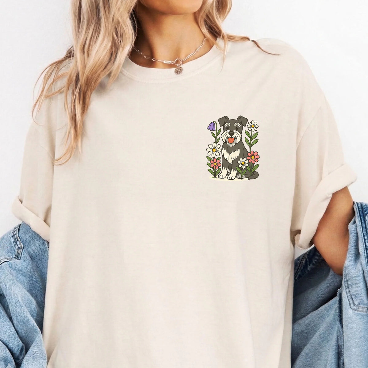 Floral Miniature Schnauzer Comfort Colors Shirt: Dog Mom Gift