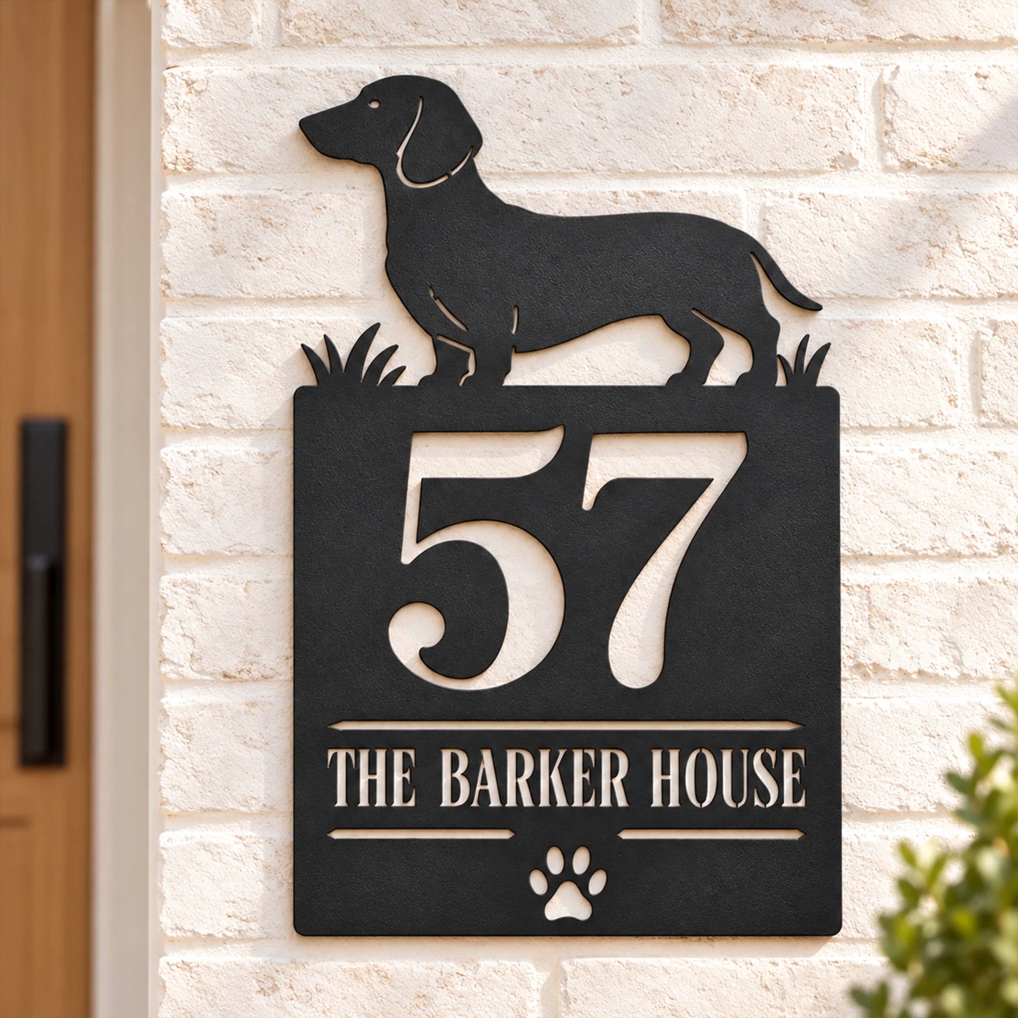 Personalized Dachshund House Number Sign with Family Name