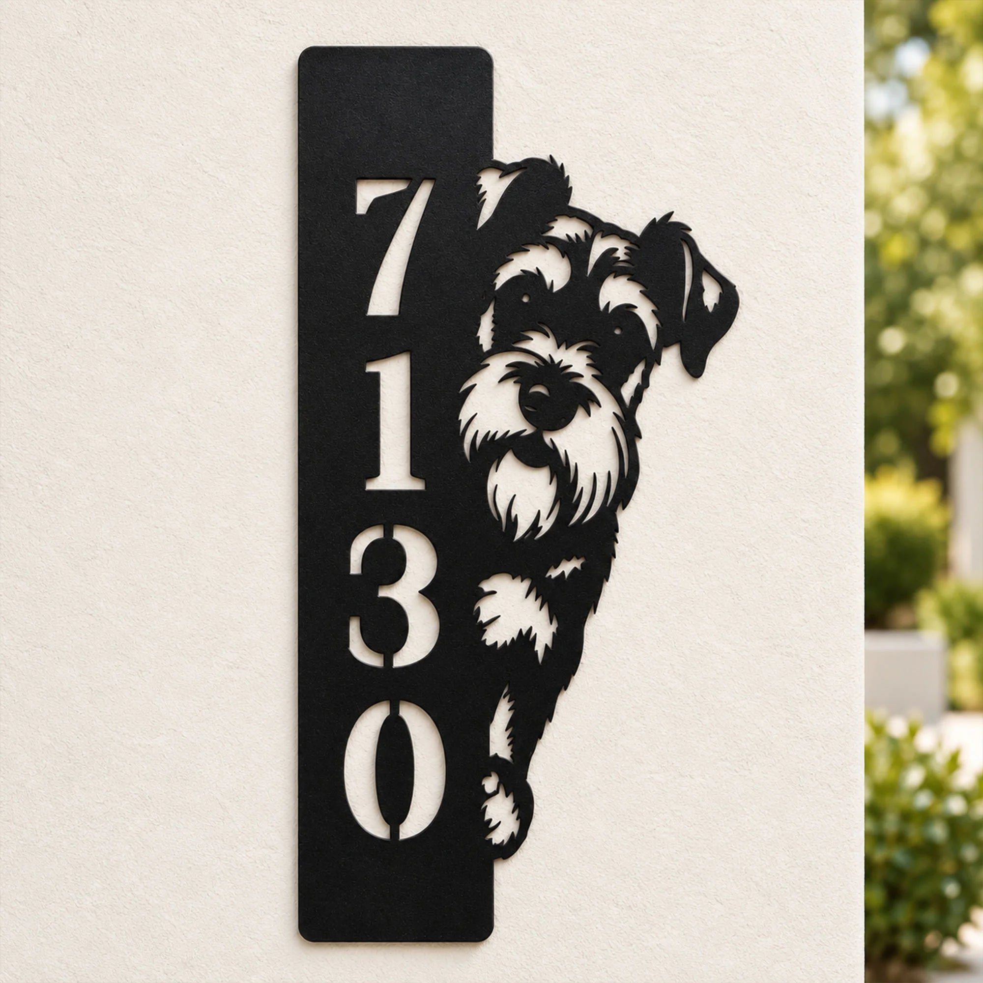 Personalized Schnauzer Address Sign, Metal House Number Dog Lover Gift