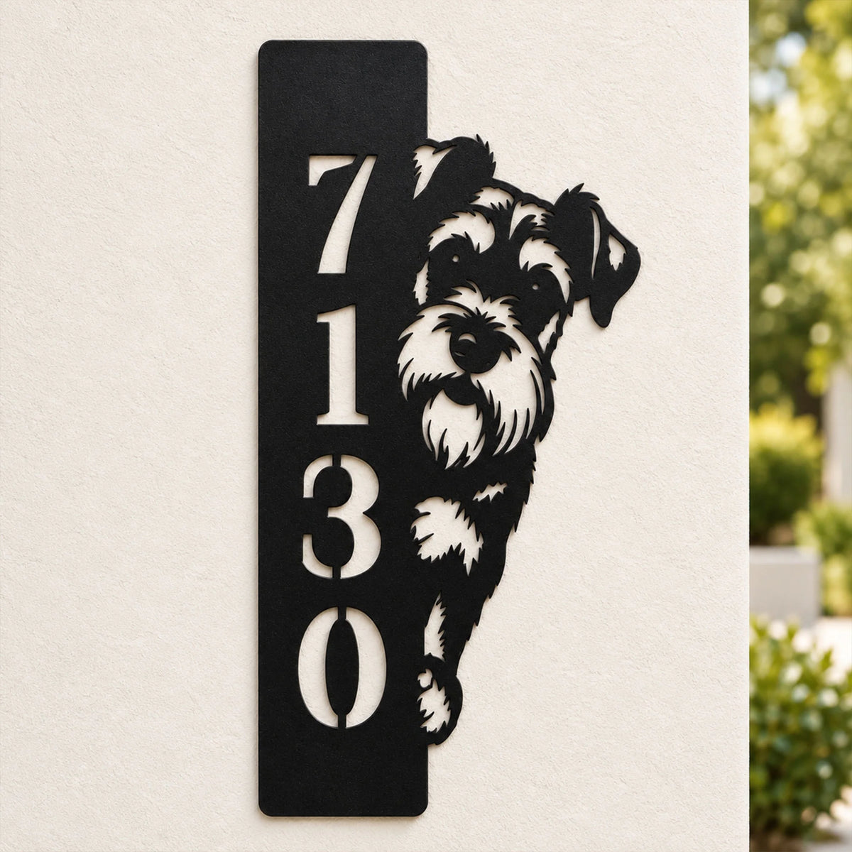 Personalized Schnauzer Address Sign, Metal House Number Dog Lover Gift