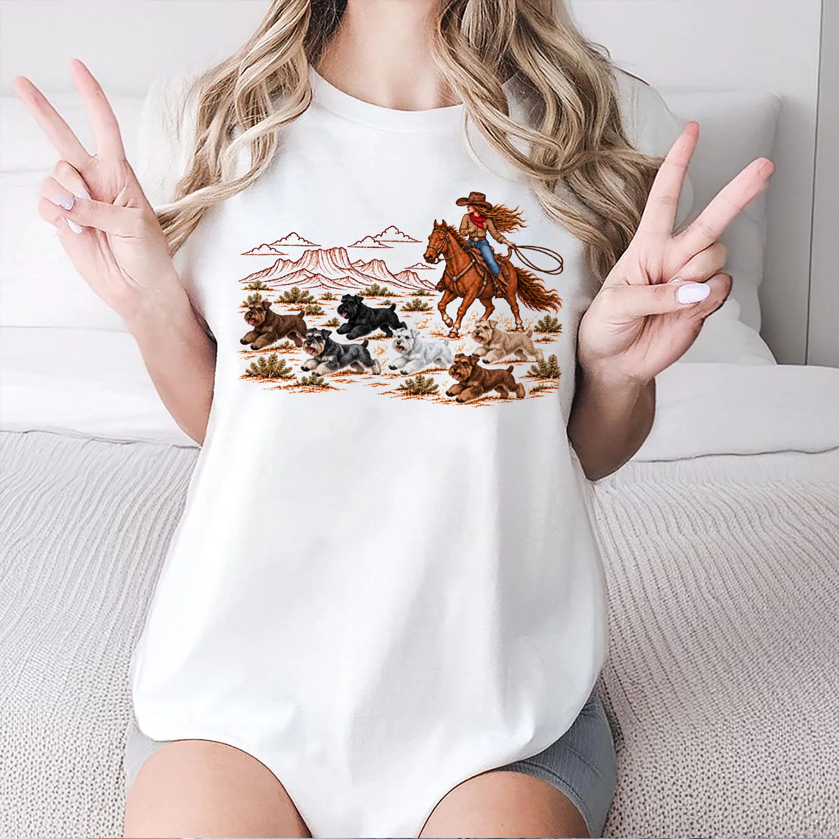 Vintage Miniature Schnauzer Western Shirt, Cowgirl Dog Mom Tee