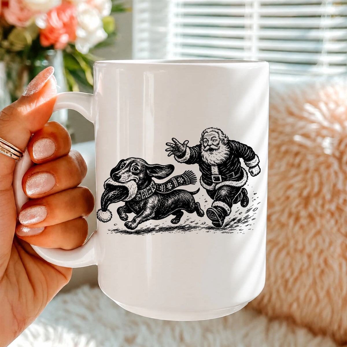 Christmas Dachshund Mug, Funny Doxie Mom Holiday Coffee Cup