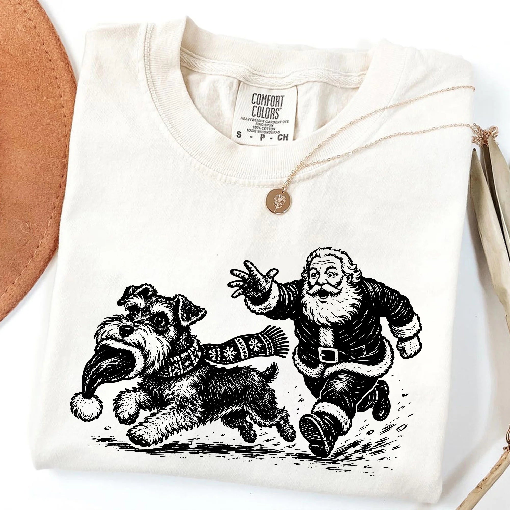 Comfort Colors Christmas Miniature Schnauzer Shirt, Funny Schnauzer Mom Holiday Tee