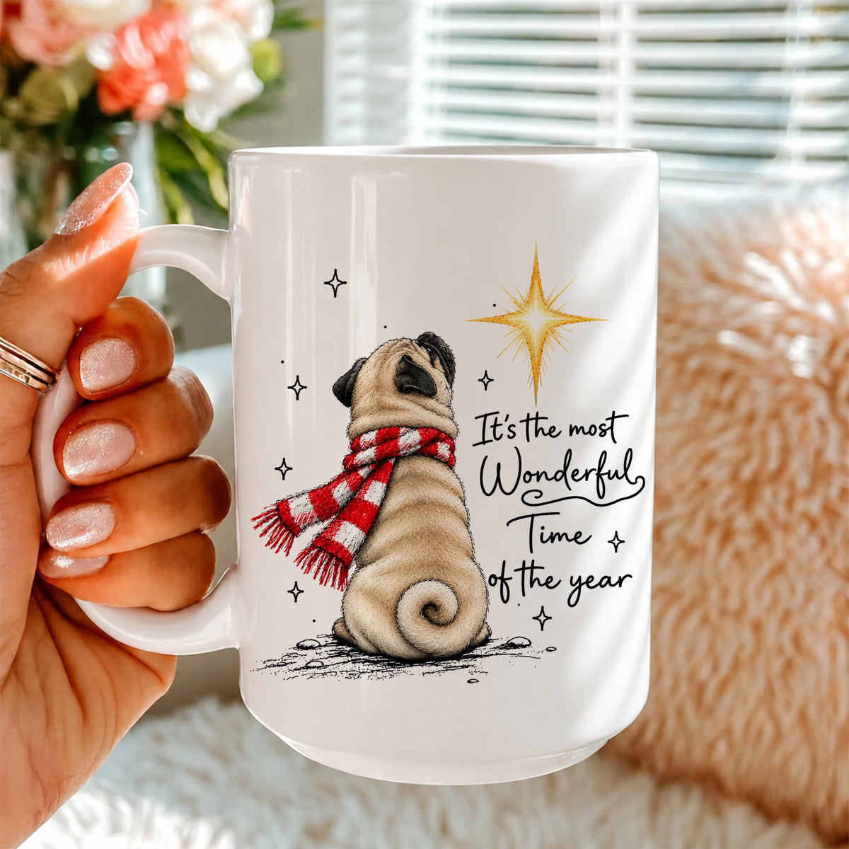Pug Christmas Mug, Pug Mom Gift