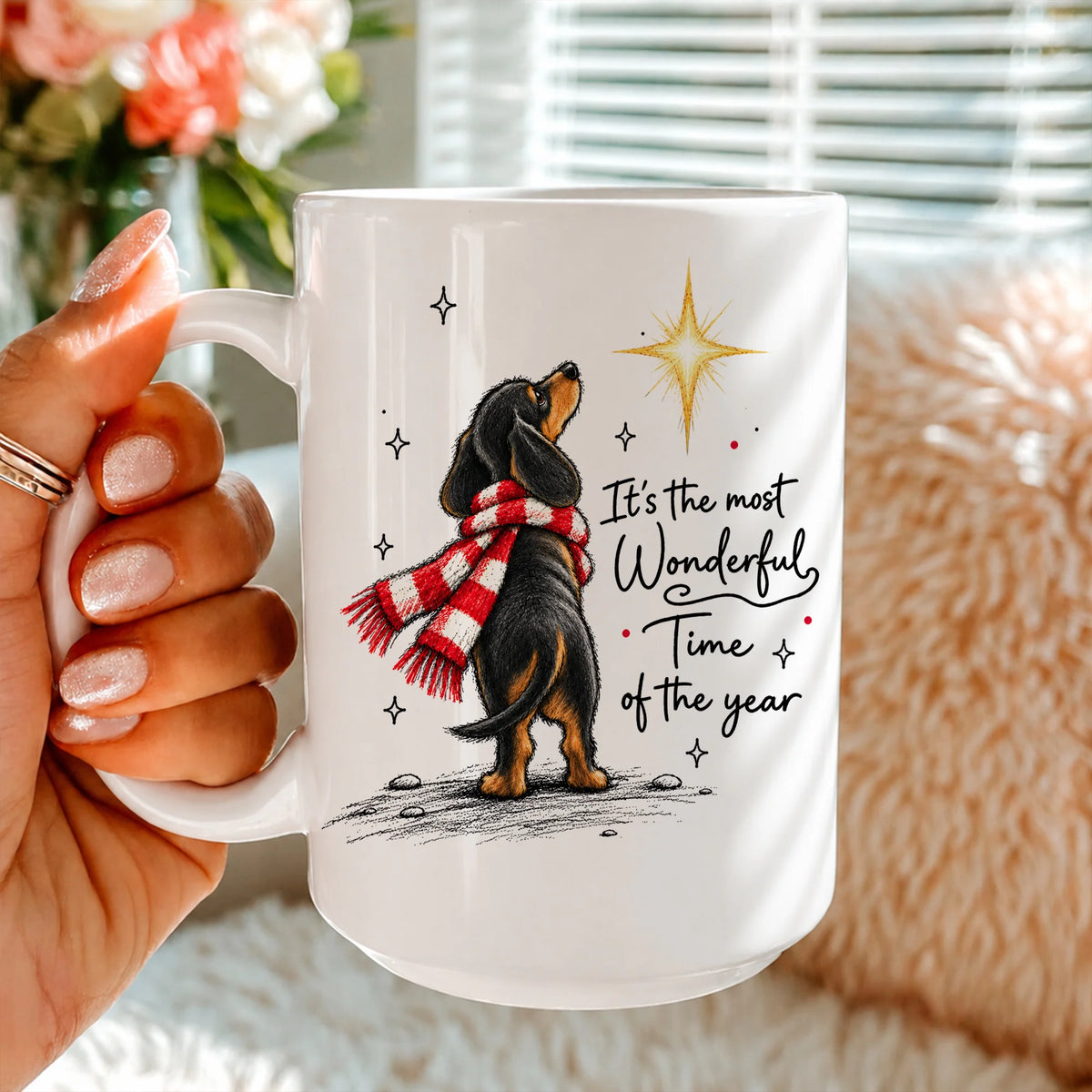 Dachshund Christmas Mug, Wiener Dog Coffee Cup, Doxie Mom Xmas Gift