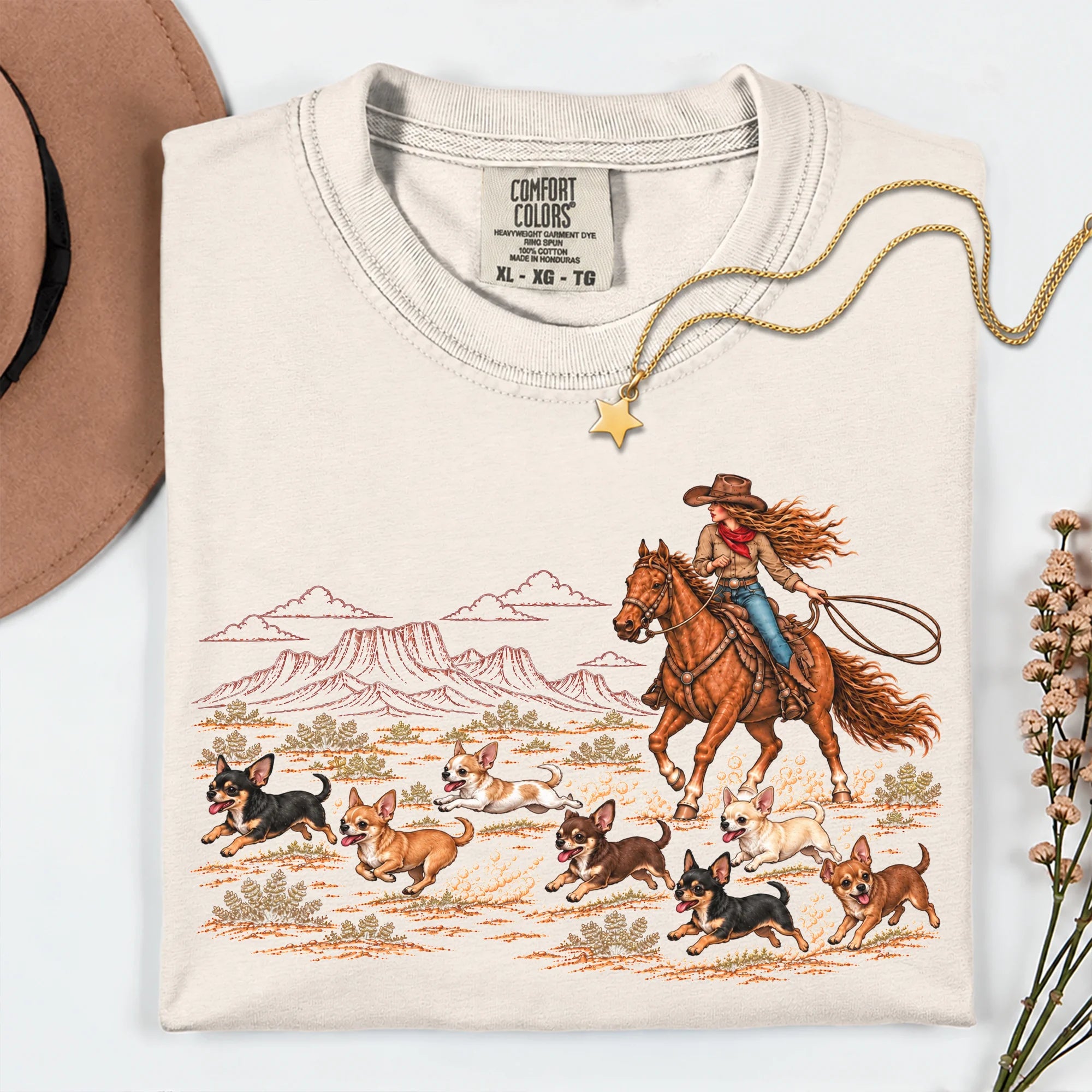 Vintage Chihuahua Western Shirt, Cowgirl Dog Mom Tee