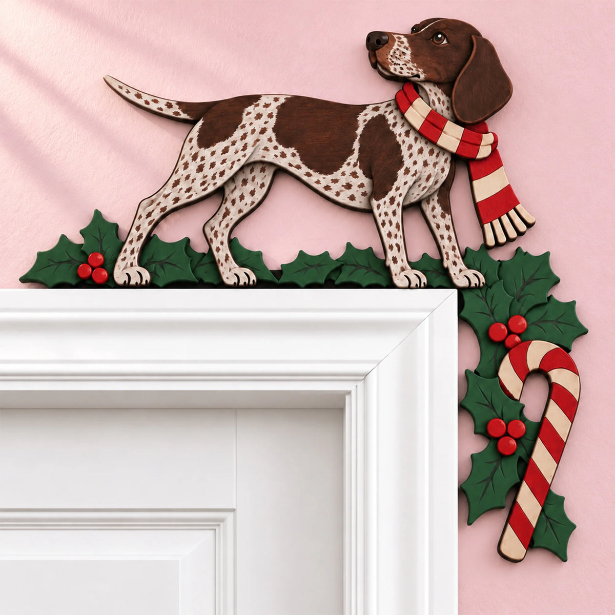 Christmas GSP Wooden Door Topper, Layered Dog Corner Decor