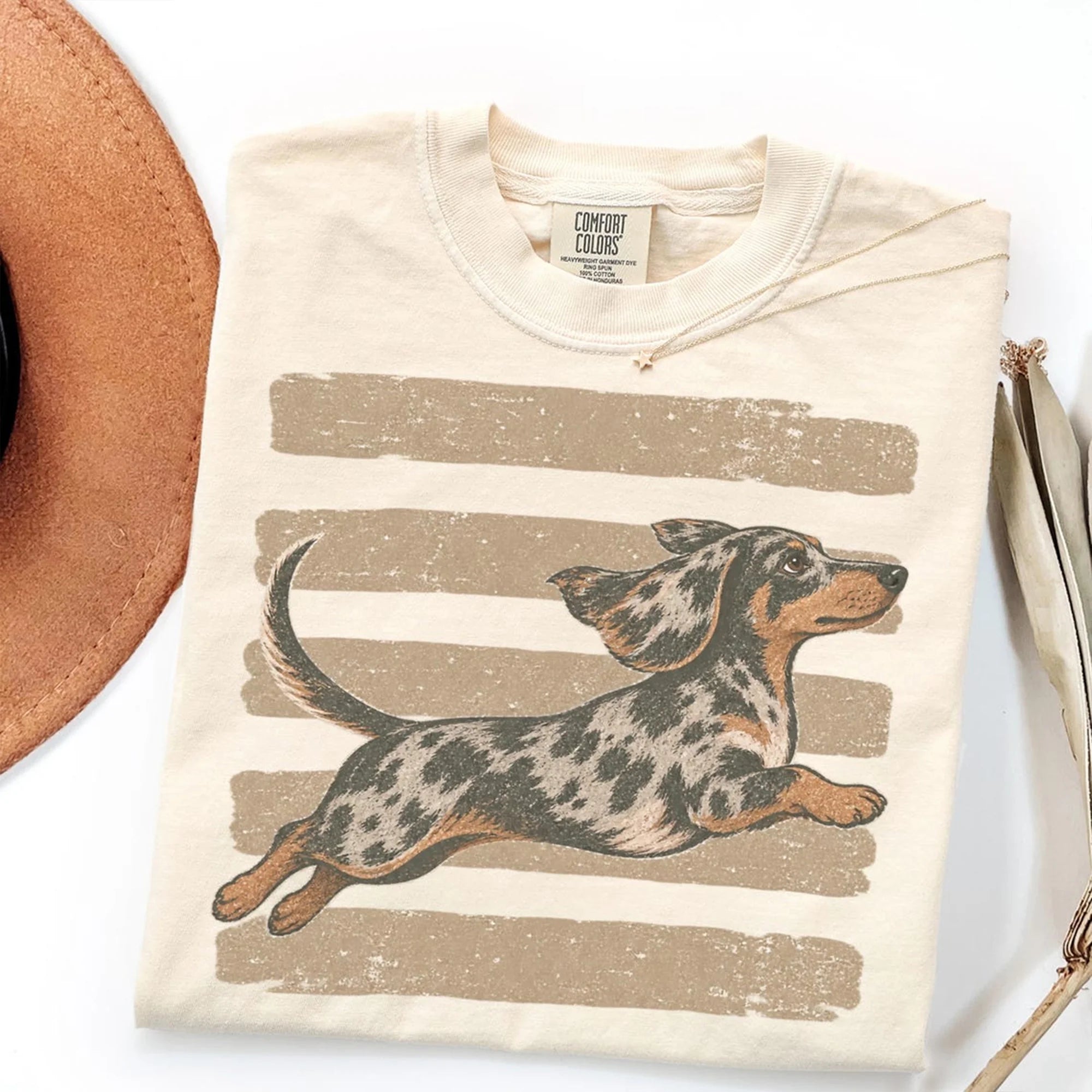 Comfort Colors Silver Dapple Dachshund Shirt, Retro Running Doxie Gift