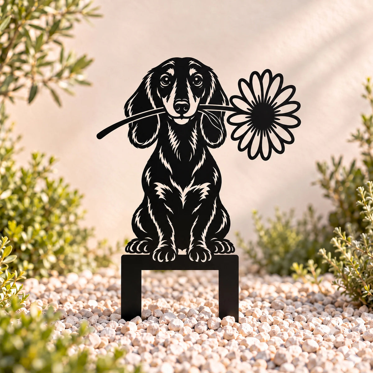 Custom Dachshund Metal Garden Stake, Puppy Flower Yard Memorial Decor