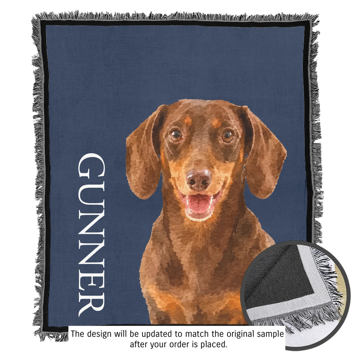 Personalized Dog Portrait Woven Blanket, Custom Photo Dog Dad Gift
