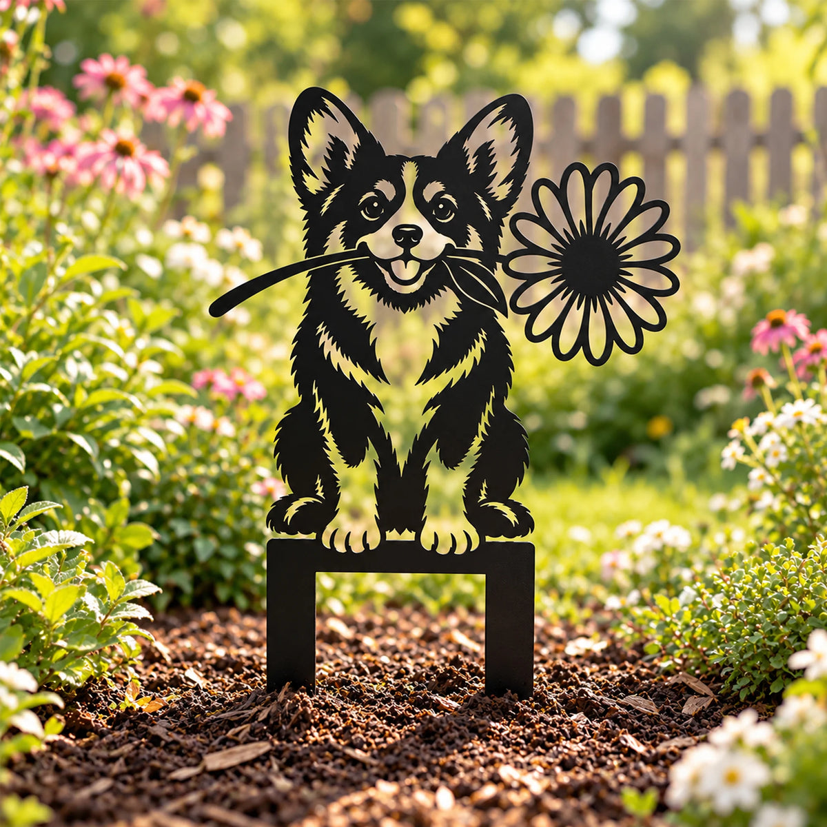 Custom Corgi Metal Garden Stake, Puppy Flower Yard Memorial Decor