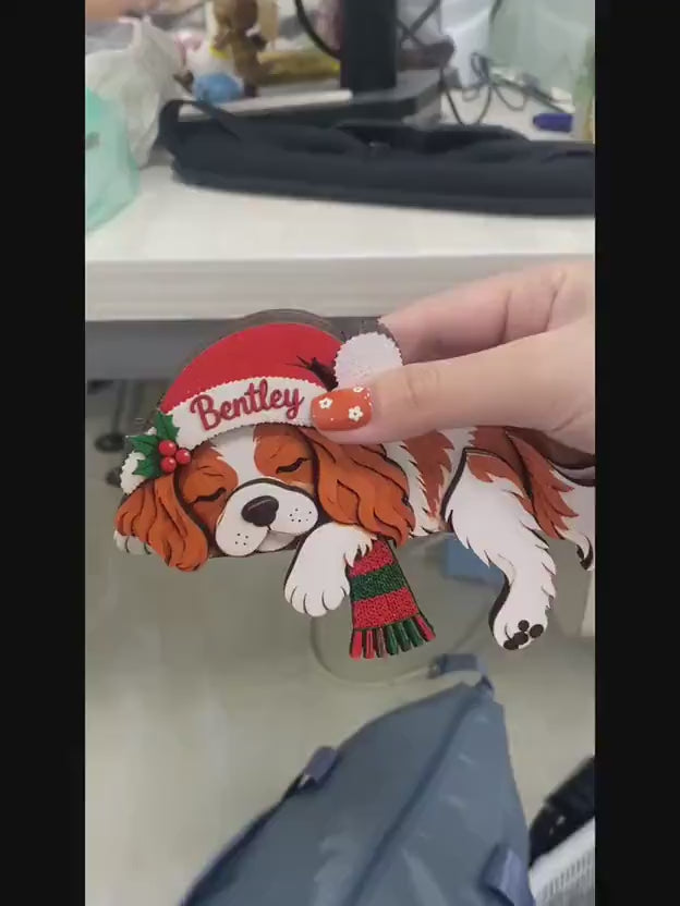 Cavalier King Charles Christmas Wooden Sitter, Custom Name Decor